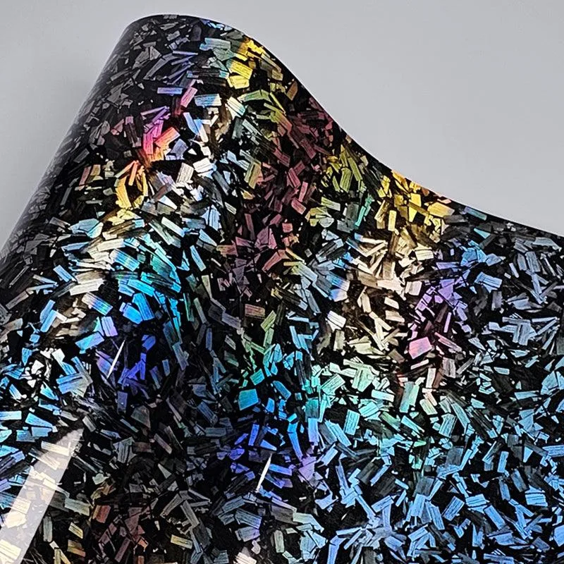 Gloss Holographic Silver Rainbow Forged Carbon material sample