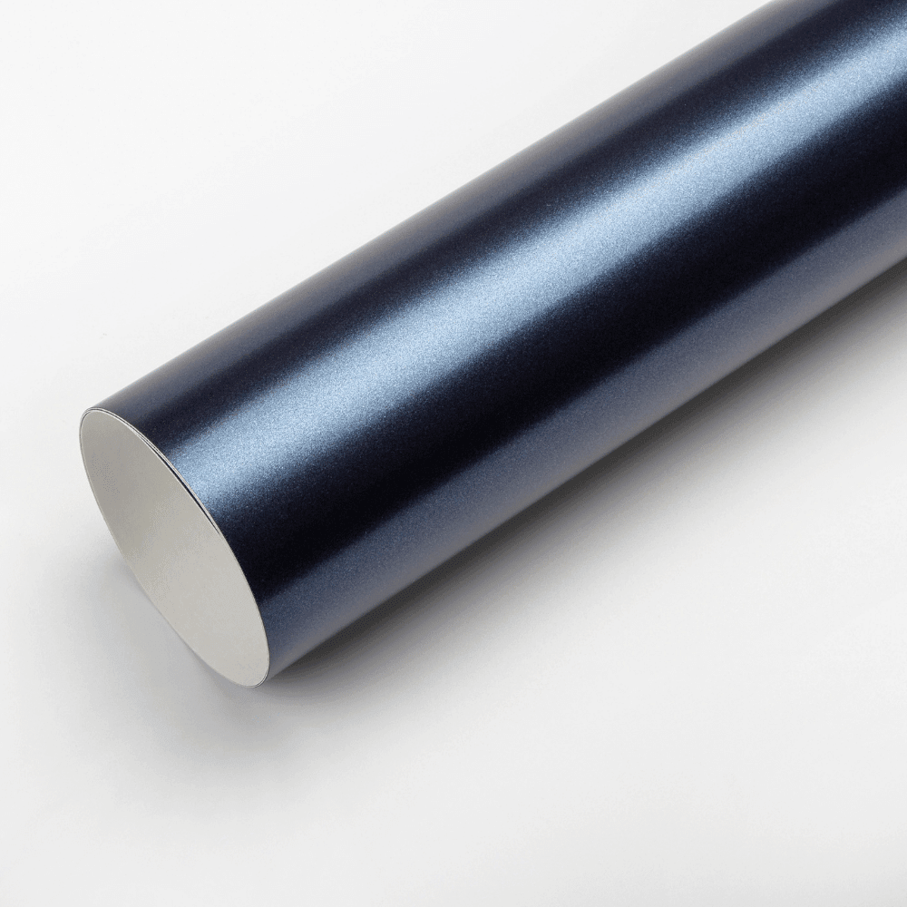 Dark blue matte metallic vinyl material sample